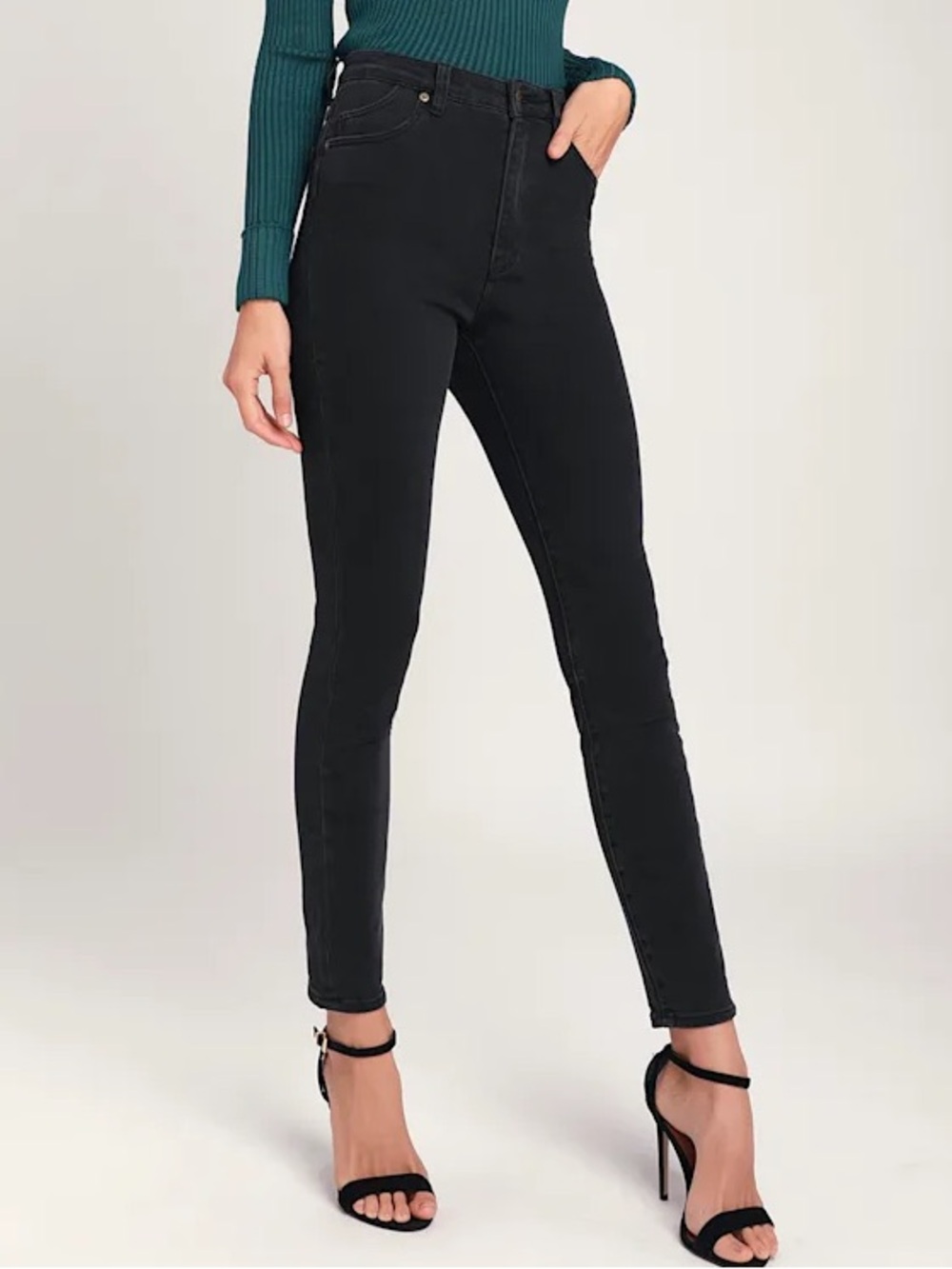 Rolla's Eastcoast Ankle High-Waisted Skinny Jeans in Washed Black - Size 27